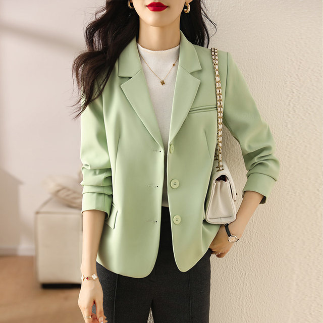 Black short suit jacket women's spring and autumn temperament 2022 new small casual small suit jacket early autumn