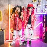 Trẻ em mùa hè mới hiphop cardigan đường phố nhảy jazz trang phục khiêu vũ trai hiện đại nhảy hip hop phù hợp với thủy triều trang phục biểu diễn zumba
