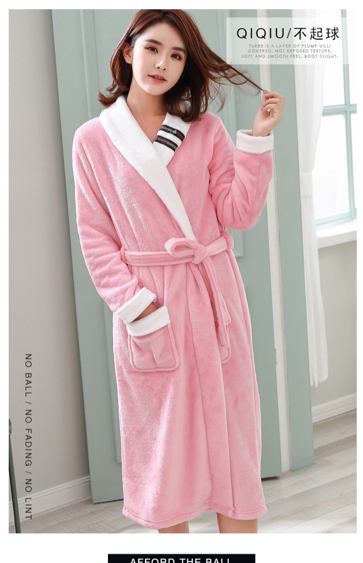 Mùa đông san hô nhung vài chiếc áo ngủ nữ dài flannel áo choàng tắm nam áo choàng dày đồ ngủ mùa xuân và mùa thu dịch vụ nhà áo khoác ngủ