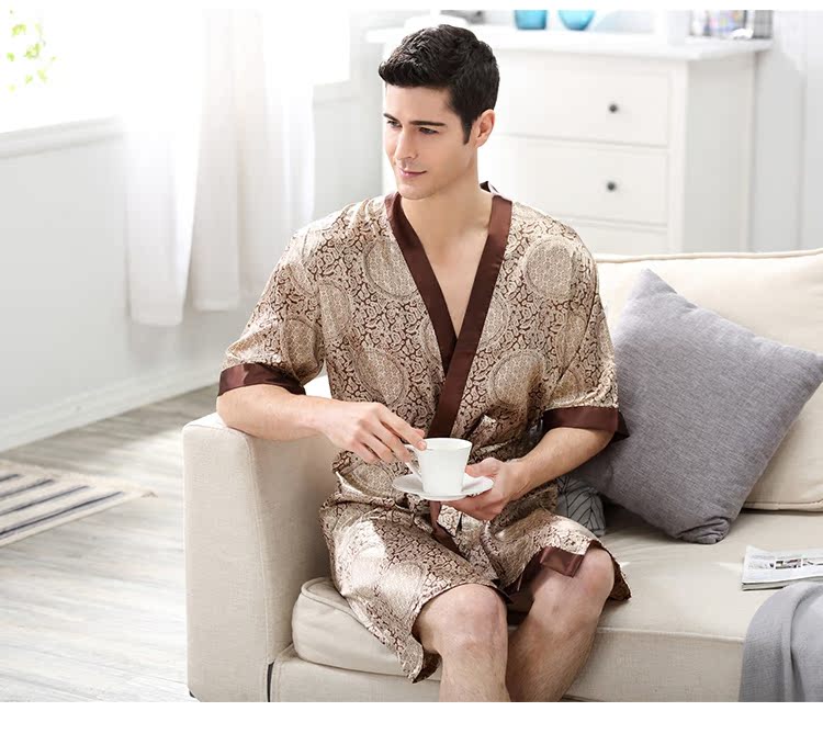 Chẳng hạn như áo ngủ mùa hè nam lụa ngắn tay áo ngủ mỏng lụa XL mùa xuân và mùa thu dài tay áo lụa dày áo ngủ đôi nam nữ