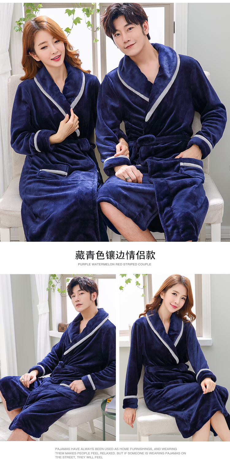 Coral nhung mùa đông áo ngủ nữ dày vài bộ đồ ngủ dài flannel áo choàng tắm nam áo choàng tắm mùa xuân và mùa thu dịch vụ nhà áo ngủ nam