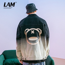 Little Devil Embroidery Gradient Denim Coat Women 2021 New Tide Brand Spring and Autumn Short Joker Loose Jacket