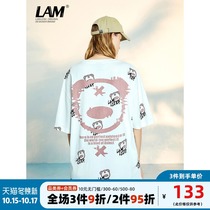 Little Devil Print Short Sleeve Women's Tide Brand Hip Hop Loose oversize Summer Crewneck Loose Couple Half Sleeve T-shirt