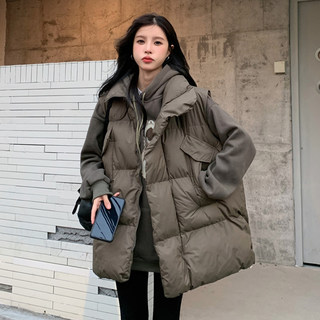 Layered Stand-Up Collar Thickened down Cotton Vest for Women, Autumn and Winter Outerwear, Loose Sleeveless Vest, Puffer Vest Jacket