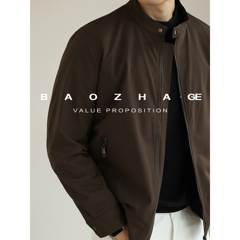Baozhage【Urban Safari】Yarn-Dyed Twill G9 Harrington Jacket Men's Cardigan Zipper Casual Jacket Winter