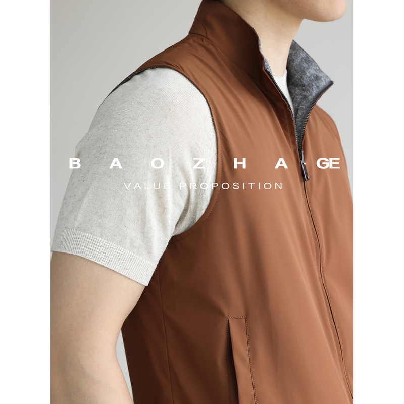 Explosion Brother High-Density Modal Double-Sided Stand Collar Vest Summer Lightweight Outdoor Breathable Sleeveless Jacket for Men