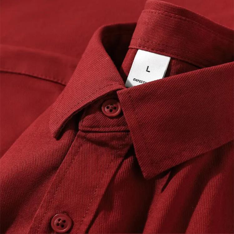 Black Tea Style! Ankora Red Thermal Shirt! Japanese Style Pure Cotton Solid Color Lapel Long-Sleeve New Jacket