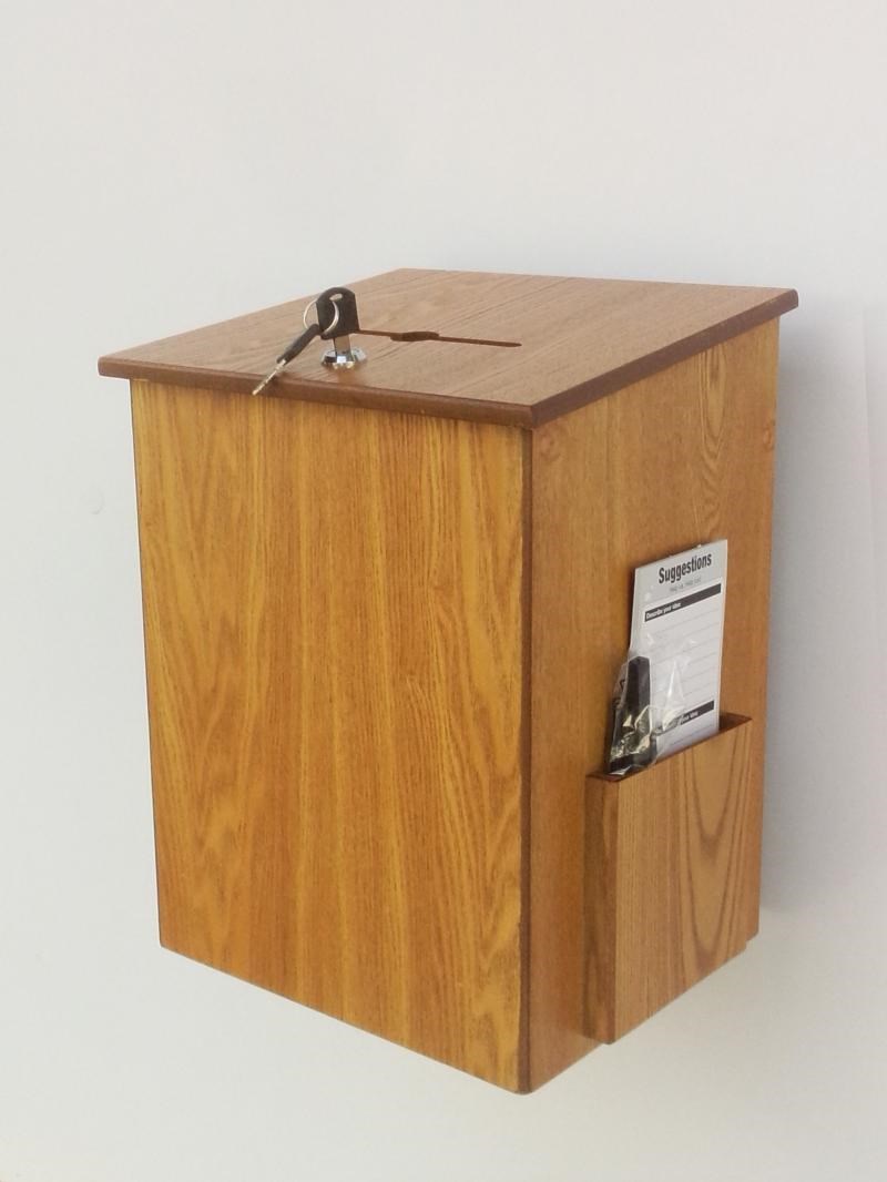 Large wooden charity donation box suggestion box dedication box hanging