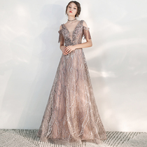 High-end evening dress female atmosphere field Queen Noble elegant temperament banquet host dress dress dress female high texture