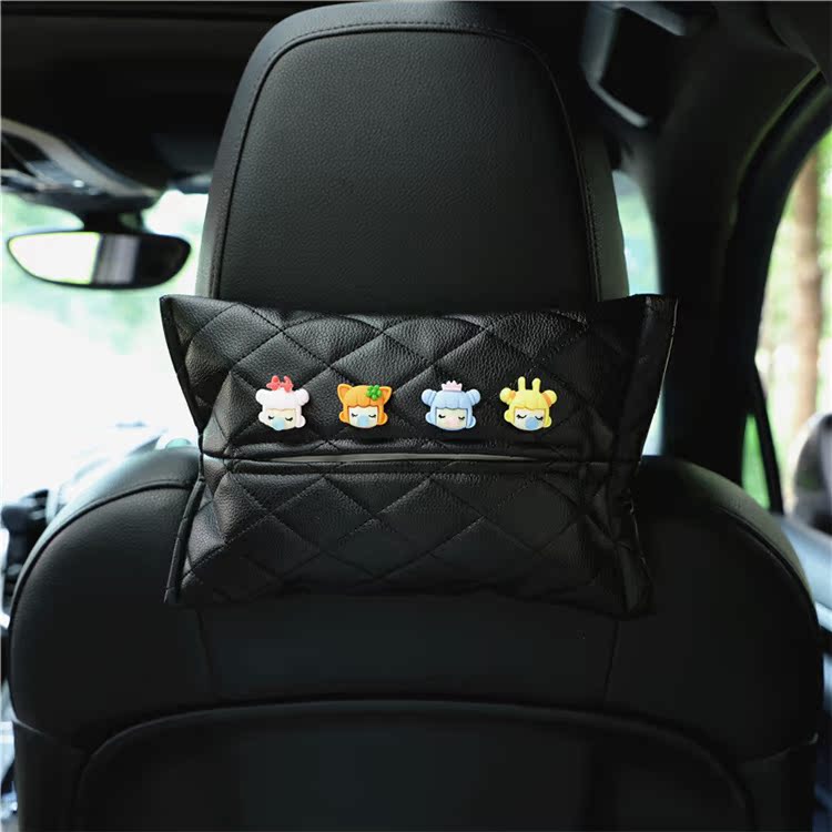 Vehicular minimalist sanitary paper box Cartoon car Hanging leather car Mickey multifunction paper towel box stylish car interior