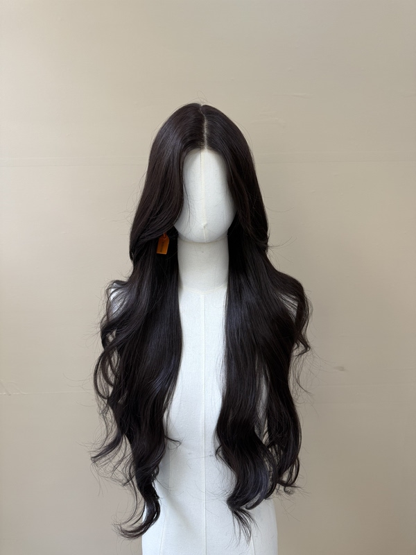 Rose Black Tea-Colored 73cm Large Wave Atmospheric Imported Silk Lace Wig
