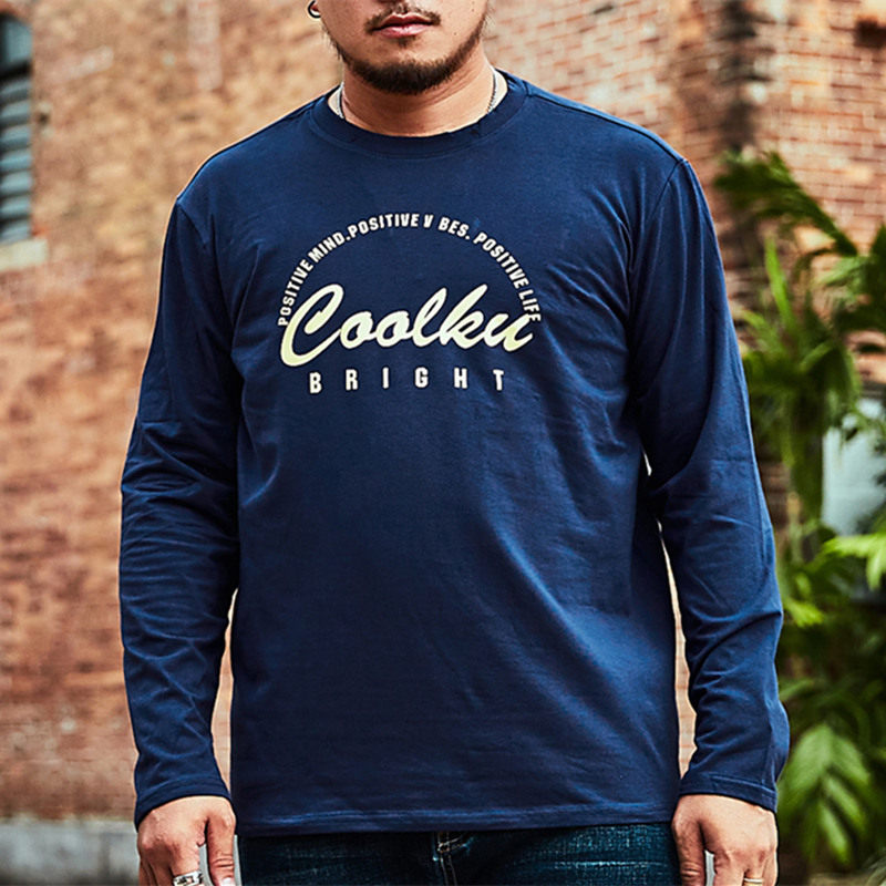 Spring loaded with large size for long sleeves T-shirt male loose Gats up fatter beat bottom shirt fats for men's men's clothing print Chauded blouses