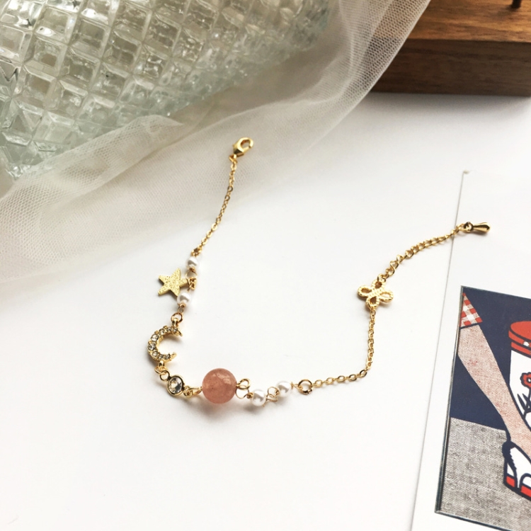 Khí tiết zircon đơn giản vòng tay mặt trăng sáng bóng kim cương sao ngọc trai ngọt ngào Nhật Bản trang sức tay hoang dã nữ - Vòng đeo tay Clasp đá mã não đỏ
