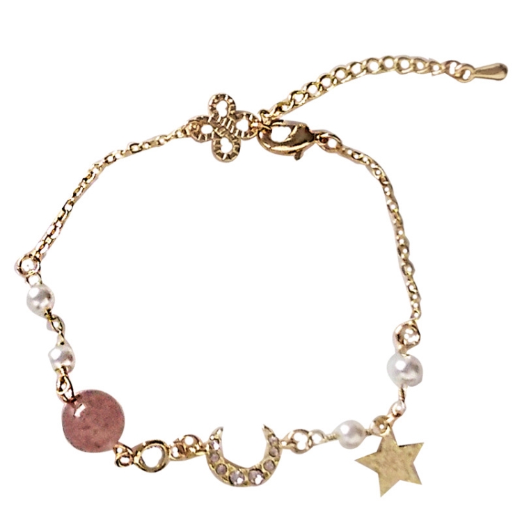 Khí tiết zircon đơn giản vòng tay mặt trăng sáng bóng kim cương sao ngọc trai ngọt ngào Nhật Bản trang sức tay hoang dã nữ - Vòng đeo tay Clasp đá mã não đỏ