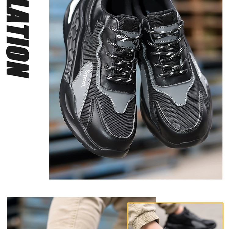 Labor protection shoes for men, breathable, deodorant, lightweight safety shoes, anti-smash, anti-puncture, steel toe, soft sole, non-slip, wear-resistant work shoes