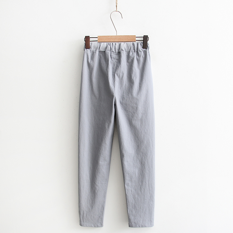 Mùa xuân 2018 mới cotton và vải lanh chín quần phụ nữ lỏng lẻo quần thun eo với chân nhỏ quần harem quần thủy triều quần baggy kaki nữ