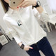 Spring 2022 women's Korean version of the small fresh printed polo shirt cotton long-sleeved bottoming shirt women's white shirt women