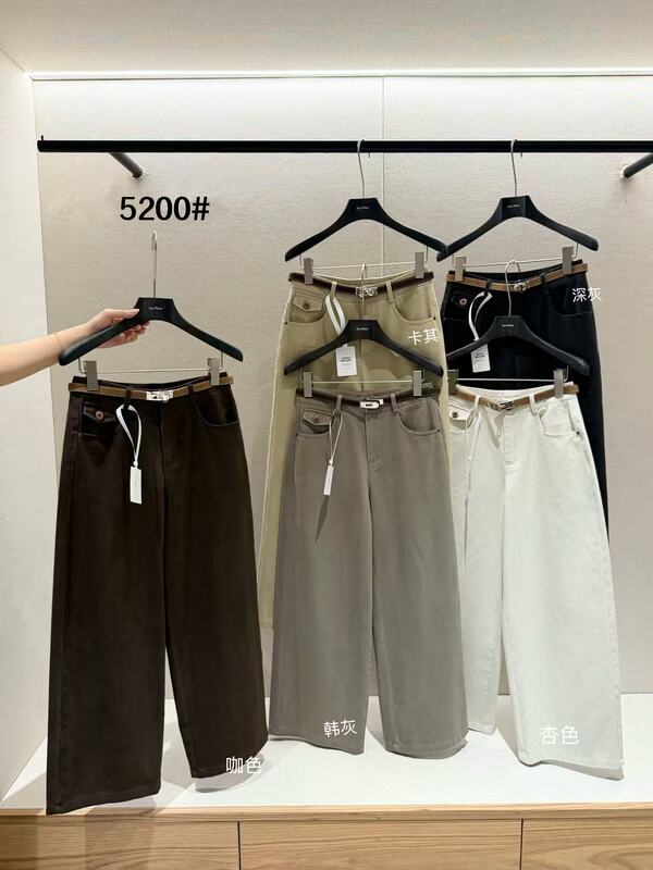 Acc Focus on Simple and Mature Style, Nine-Point Wide-Leg Pants for Women, Autumn Style with Belt, Relaxed Casual Pants, Trendy 5200