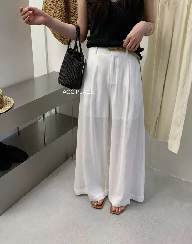 Acc.Jd Focus Summer New Korean Style Versatile Casual Wide-Leg Pants for Women (with Belt) Ys3-213 Acc.Jd Focus Summer New Korean Style Versatile Casual Wide-Leg Pants for Women (with Belt) Ys3-213