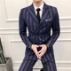 Nam Đêm sọc đúp Cut Suit nam Suit Tính cách Trend Anh chủ chiếc váy Hàn Quốc phiên bản phù hợp với cơ thể