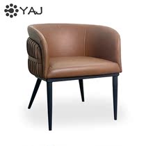 Minimalist light lavish genuine leather dining chair Casual Leaning Back Chair Nordic Home Chair Dining Stool Minima Restaurant Chair