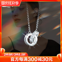 Ring buckle 925 sterling silver necklace female choker 2020 new net red light luxury niche design pendant