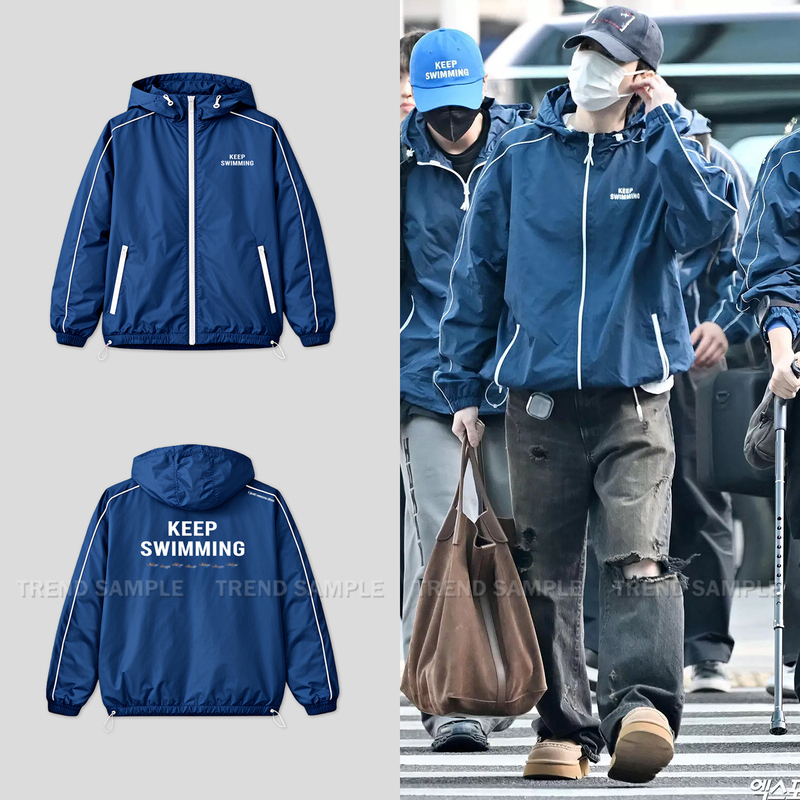 Bts Keepswimming Same Style Blue Team Uniform Jacket for Men and Women Sports Jacket Top Clothing