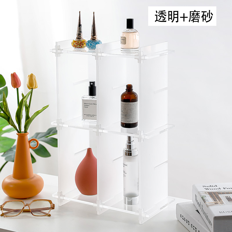 ins multi-functional acrylic transparent storage shelf can be freely combined desktop dressing room finishing cup rack