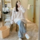 MJ Fleece-311065 Абрикосовая панда (синие брюки)