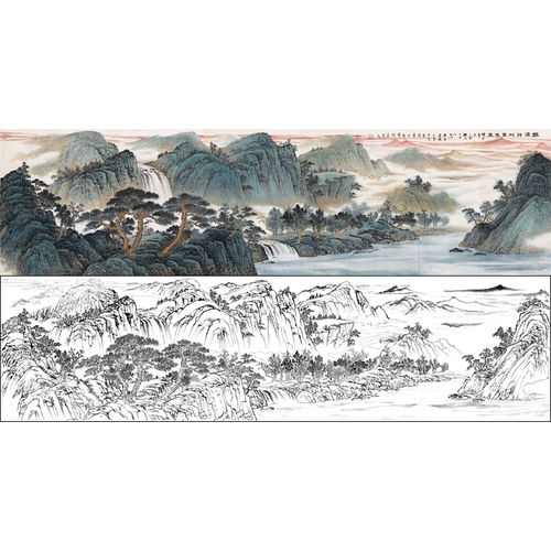 HD Fengjing Gongbi Bi Shanshui Bai Draft Big Big Banner Splendid Shenzhou используется в качестве копии копии L739