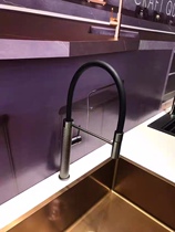Bubble bathroom all copper kitchen faucet hot and cold water pull retractable high-end sink gun gray brushed gold rose