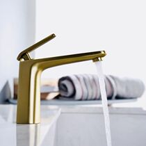 Nordic extremely minimalist brass face basin tap full copper hot and cold tap matt drawing gold washbasin tap