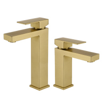 Wire drawing golden surface basin square tap hot and cold brass bathroom toilet terrace pelvic floor washbasin