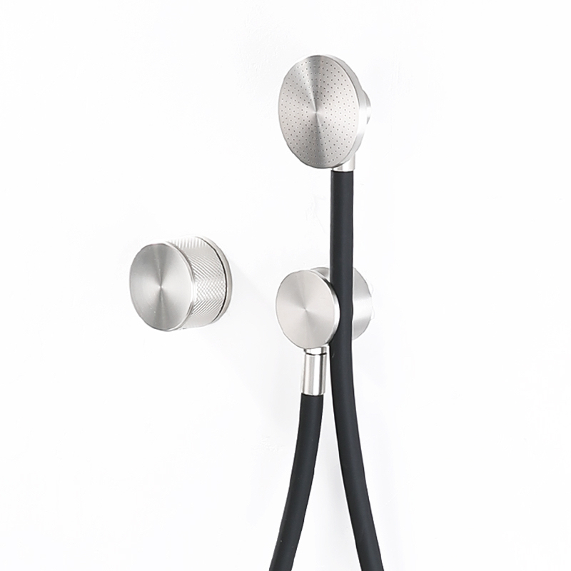 Minimalist Concealed Wall-Mounted Shower Set with Top Spray, All-Copper, New Model, Pressurized Brushed Nickel Embedded