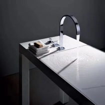 LFSTN Bathroom Full Copper Sitting Type Terrace Basin Hot and cold water surface basin tap Three-hole washbasin pasta waterfall split