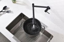 LFSTN bathroom foldaway black gold kitchen sink tap into wall single cold dishwashing pool vegetable basin tap