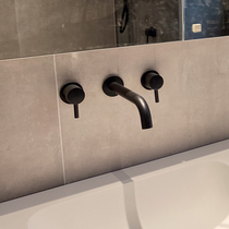 Bubble bathroom all copper black concealed three-hole wall-mounted faucet basin hot and cold double simple buried wall wash face