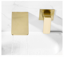 Bubble Bath full copper into wall type hot and cold waterfall faucet concealed wash washbasin Basin Wire Drawing Golden Tap