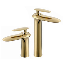Full copper gold onstage basin hot and cold tap with high-face basin tap high bar washbasin tap 