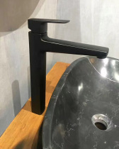 All copper black washbasin faucet black matte basin faucet basin faucet high foot high pole hot and cold faucet