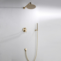 Bubble bathroom all copper Nordic brushed gold color in-wall shower shower set buried wall concealed embedded Black
