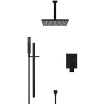 Bubble bath full copper matt black into wall shower hot and cold tap shower suit embedded with concealed shower head