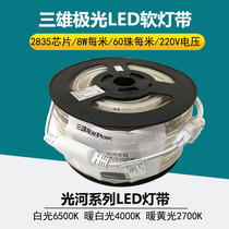 Three majestic extremely light led lamp with 2835 light river soft light with 220V high pressure waterproof light strip plug 60 beads 8W