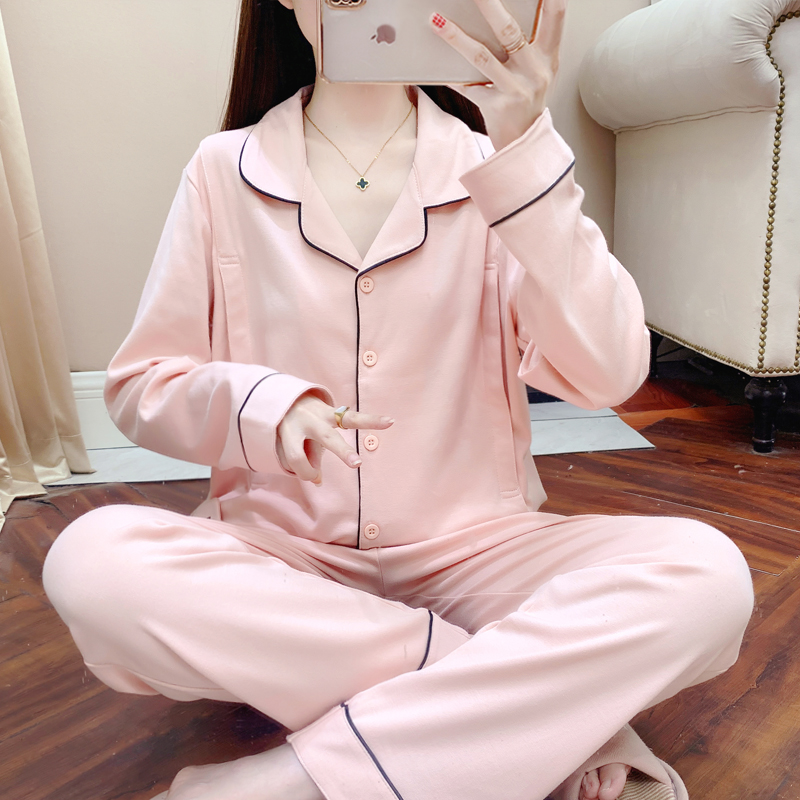Spring Autumn Season Pure Cotton Moon Subsuit Soft Suction Sweaty Pregnant Pregnant Woman Pyjamas Postpartum September 10 Loose Breastfeeding Lactation 11