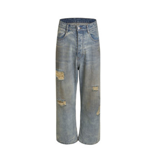 HermitCreate buttoned trousers distressed washed