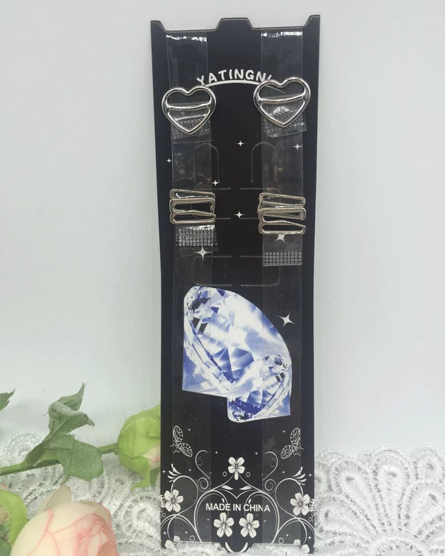 2 đôi dây đào trái tim bằng thép đào 1,5cm trong suốt - Vai tráng day áo lot soi bun