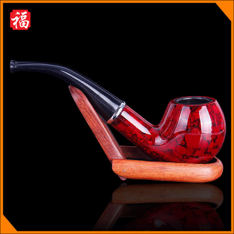 New men's resin big pipe detachable cleaning filter imitation marble cigarette holder curved hammer bucket