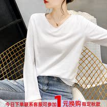 White T-shirt female base shirt Spring and Autumn Winter foreign style loose long sleeve top 2021 New Korean version