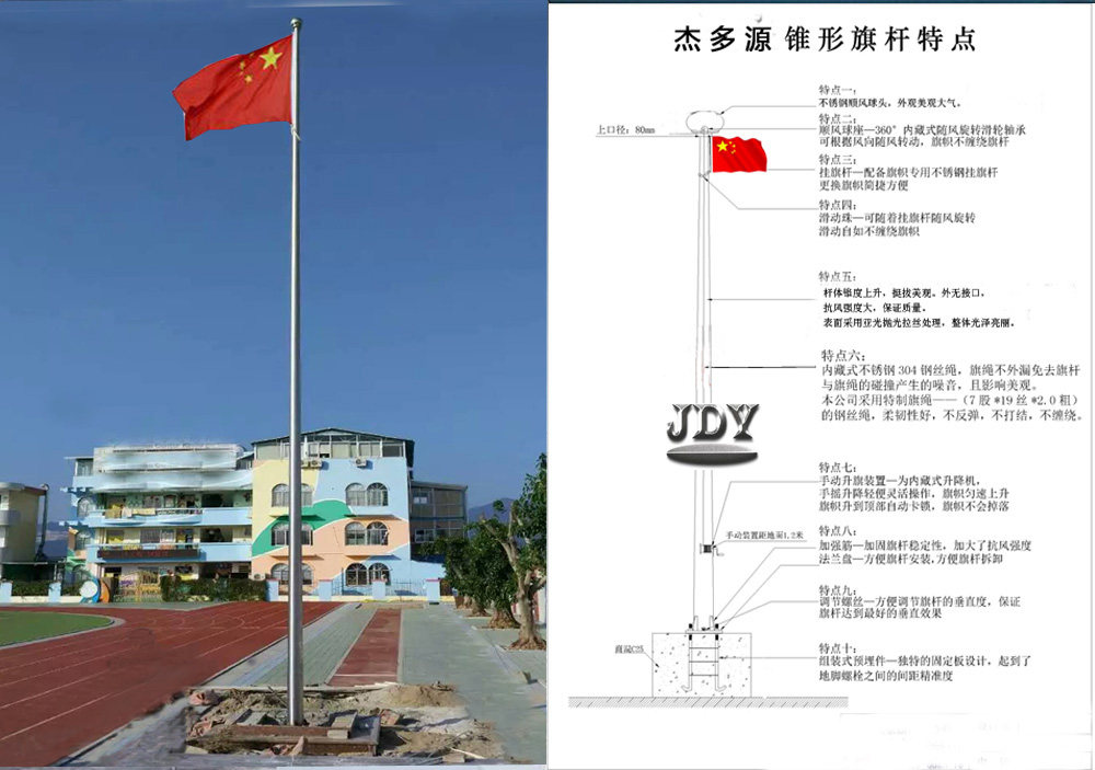 工厂直发不锈钢旗杆户外挂升旗帜杆工地村部学校广场国旗旗杆定制-阿里巴巴