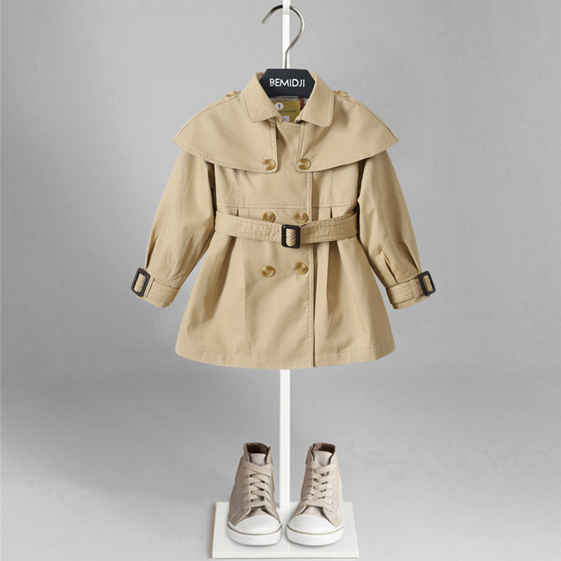 Children's autumn and winter classic children's clothing British style cloak double-breasted mid-length trench coat 193
